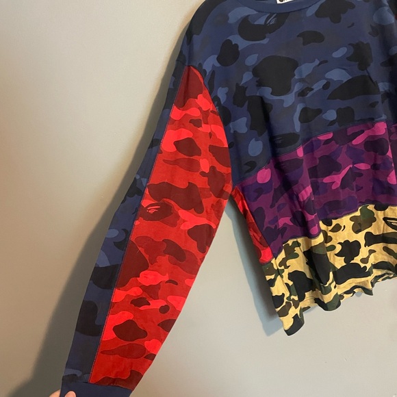A Bathing Ape Multicolor Camo Print Long Sleeve Tee - Picture 5 of 6